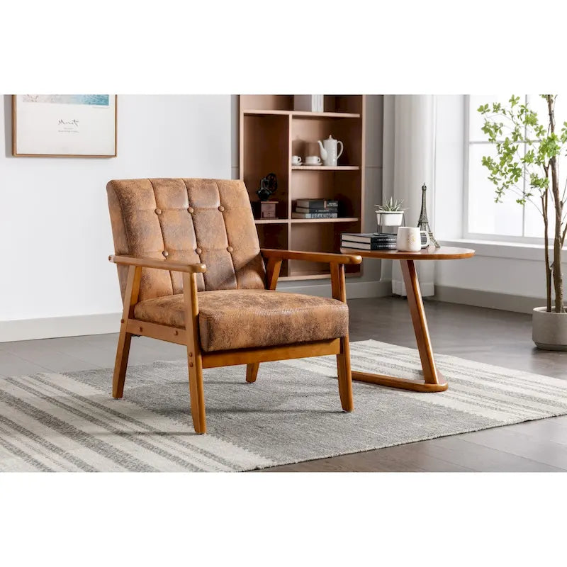 Fauteuil d'appoint capitonné avec structure en bois massif multicolore