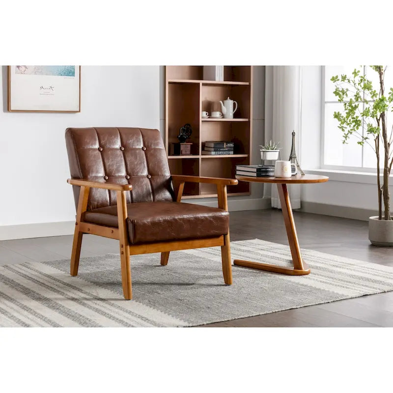 Fauteuil d'appoint capitonné avec structure en bois massif multicolore