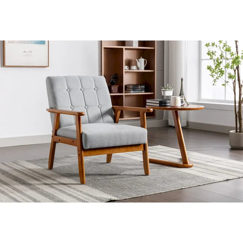 Fauteuil d'appoint capitonné avec structure en bois massif multicolore