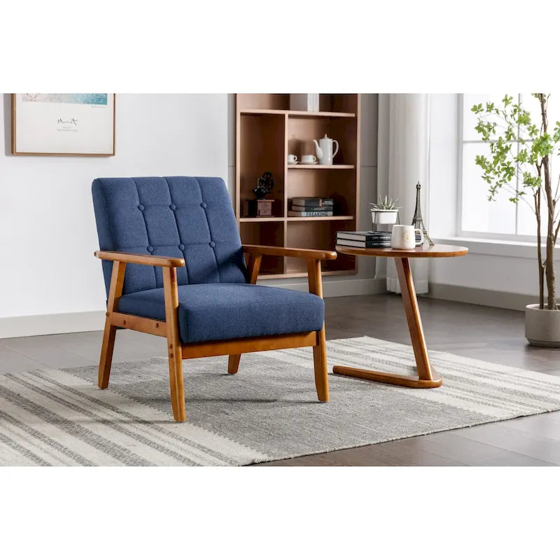 Fauteuil d'appoint capitonné avec structure en bois massif multicolore