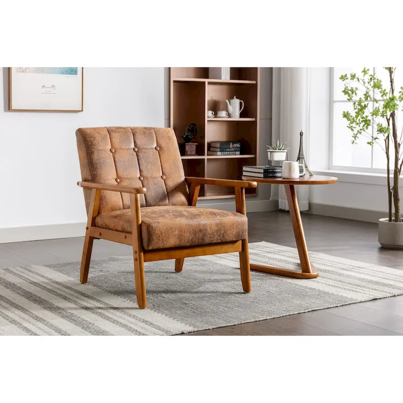 Fauteuil d'appoint capitonné avec structure en bois massif multicolore