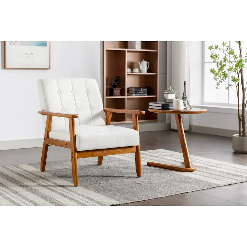 Fauteuil d'appoint capitonné avec structure en bois massif multicolore