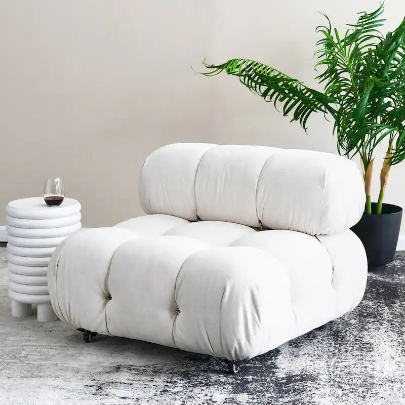 Tabouret d'appoint rond en bois massif nervuré, finition naturelle