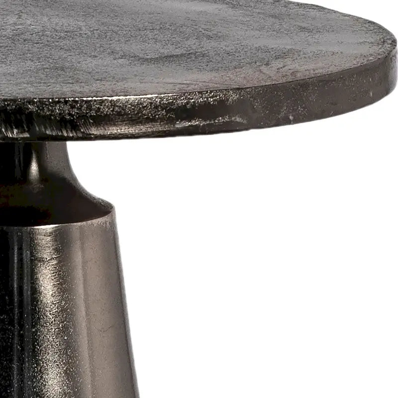 Table d'appoint piédestal ronde en aluminium nickel noir style industriel moderne