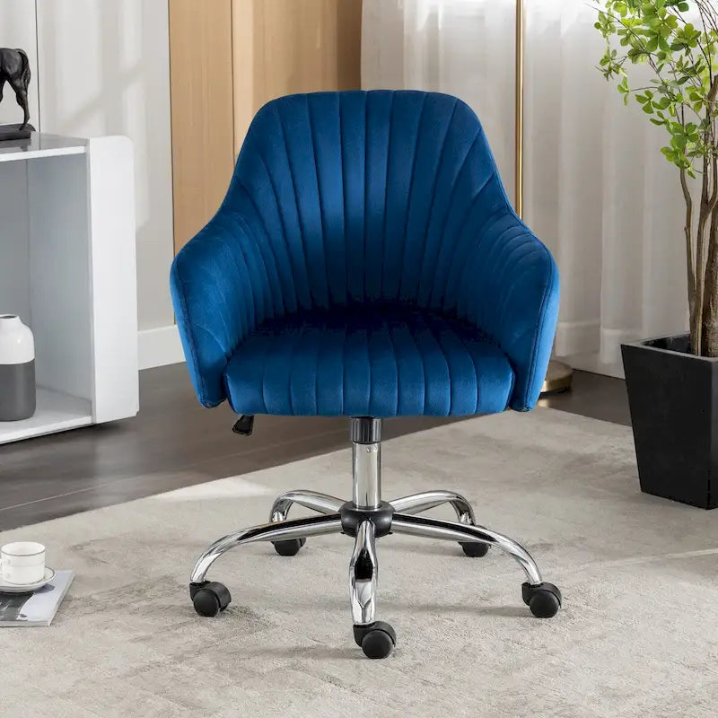 Fauteuil de bureau pivotant en velours avec hauteur réglable et roulettes