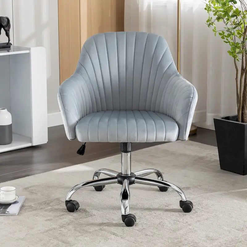 Fauteuil de bureau pivotant en velours avec hauteur réglable et roulettes