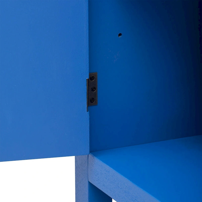 Buffet quatre portes avec motif de lignes rayonnantes et poignées dorées
