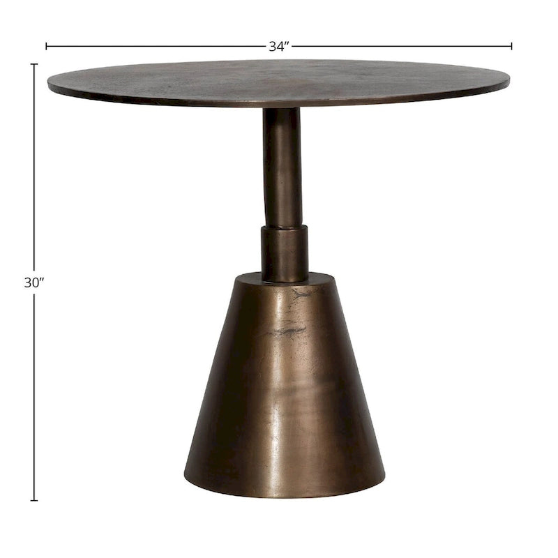 Table de bistrot ronde en fonte d'aluminium avec pied en laiton