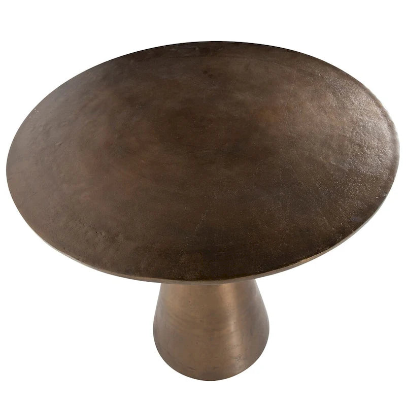 Table de bistrot ronde en fonte d'aluminium avec pied en laiton