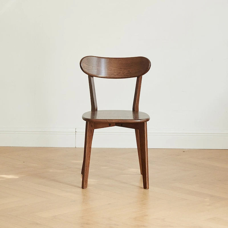 Chaise de salle à manger en bois de chêne massif, dossier incurvé, finition naturelle noyer