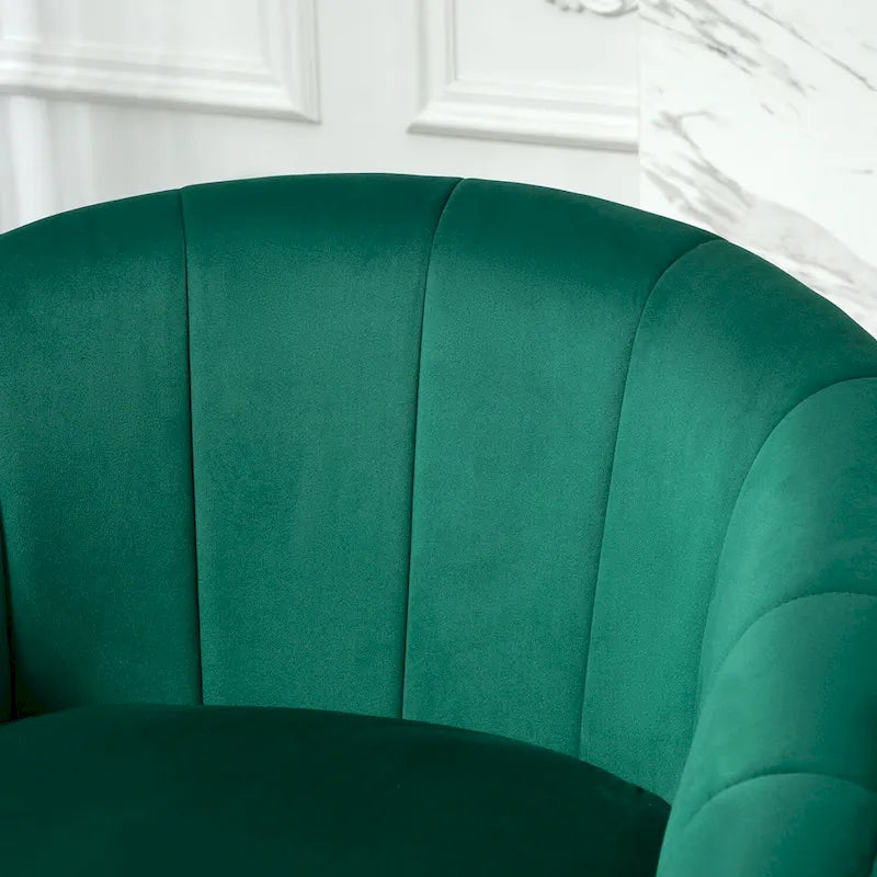 Fauteuil crapaud en velours avec piètement en métal doré