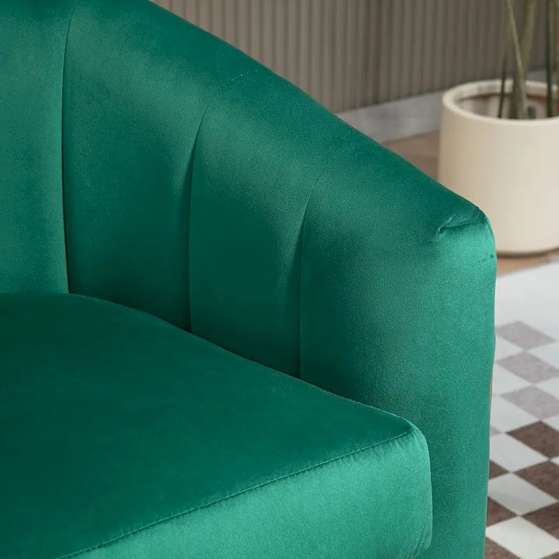 Fauteuil crapaud en velours avec piètement en métal doré